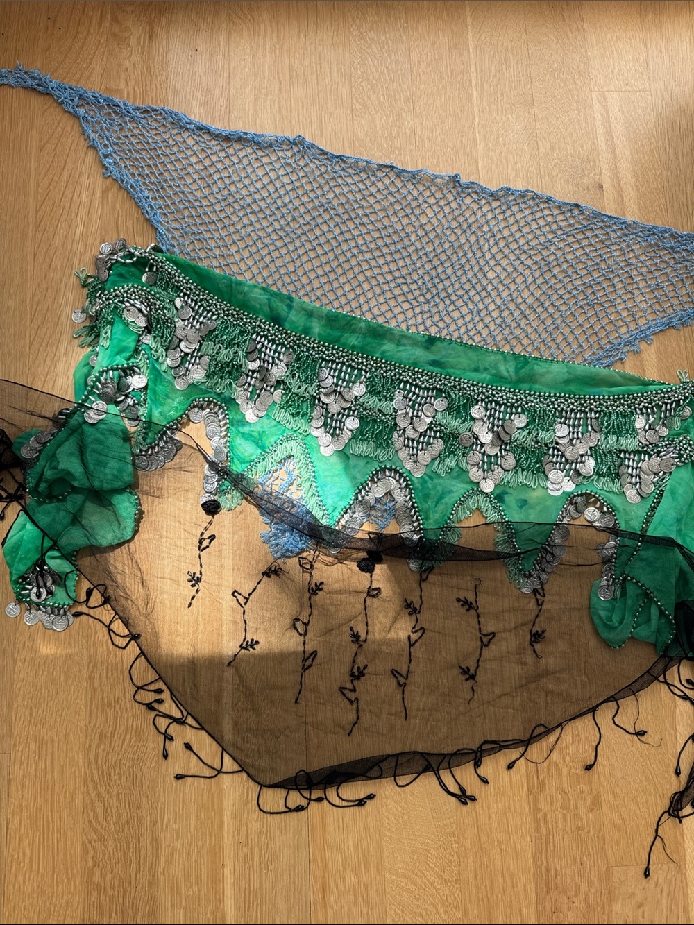 Beaded shawls / scarves + belly dancing belt - 3 pieces